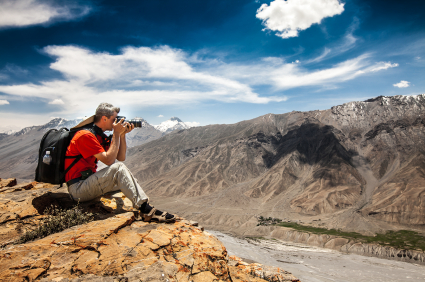 Photographer on the high mountain